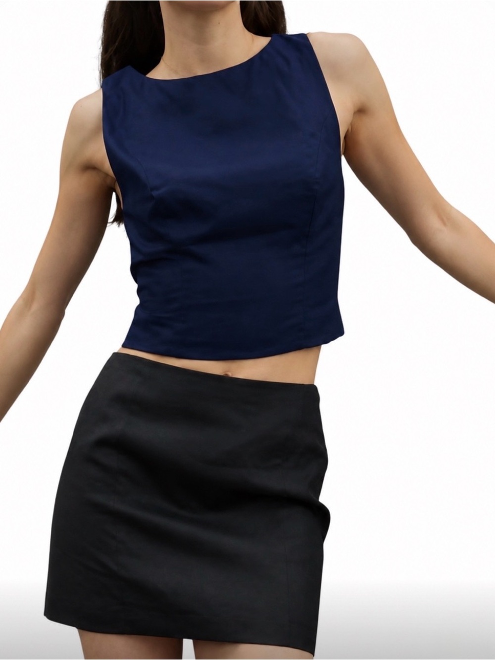 Kourt Square Neck Cotton Navy Tank Top NEW WITH TAG